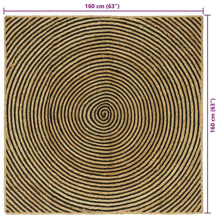 Områdetæpper Sort 160 x 160 cm Jute