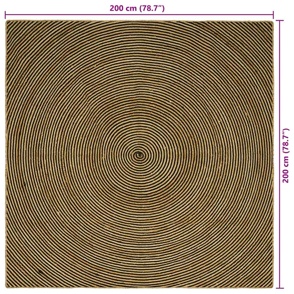Områdetæpper Sort 200 x 200 cm Jute