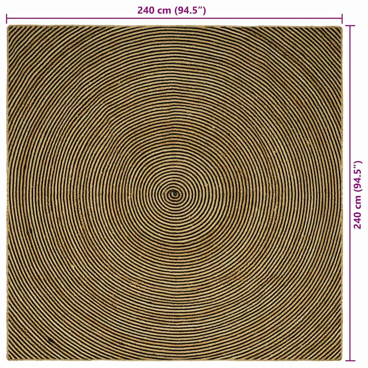 Områdetæpper Sort 240 x 240 cm Jute