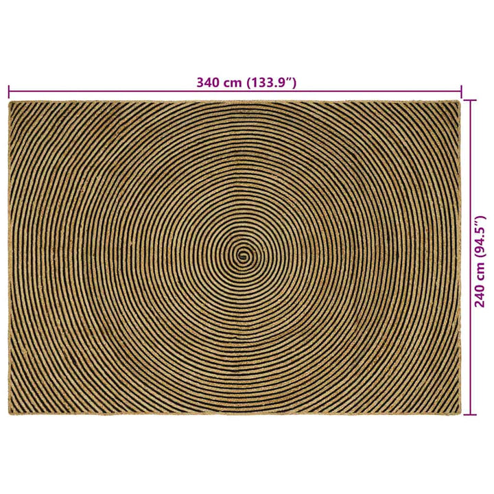 Områdetæpper Sort 240 x 340 cm Jute