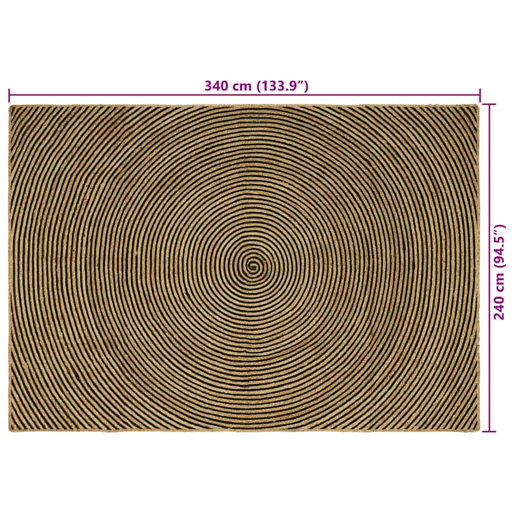 Områdetæpper Sort 240 x 340 cm Jute