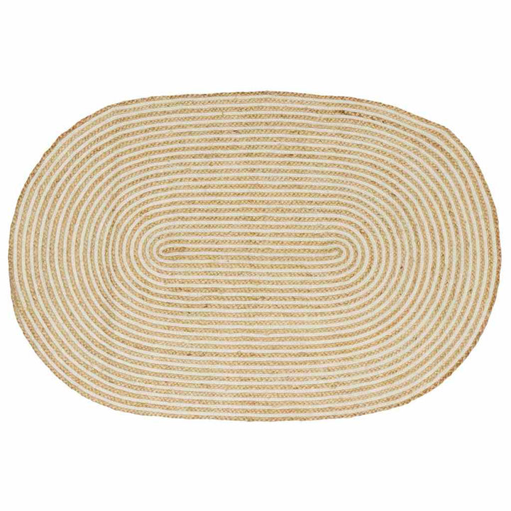 Områdetæpper Natur og hvid 100 x 152 cm Jute