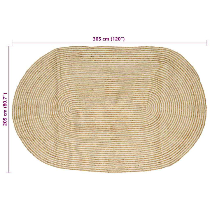 Områdetæpper Natur og hvid 205 x 305 cm Jute