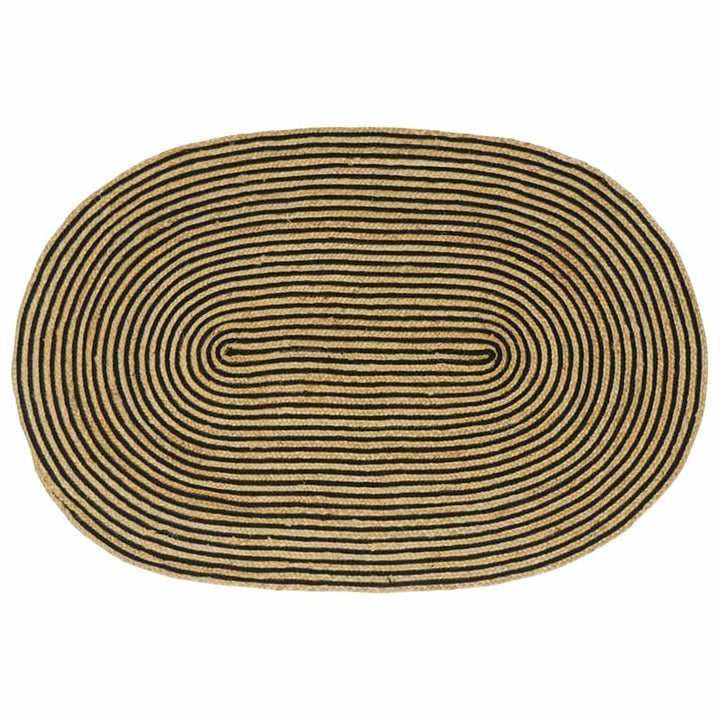 Områdetæpper Naturfarvet og sort 100 x 152 cm Jute