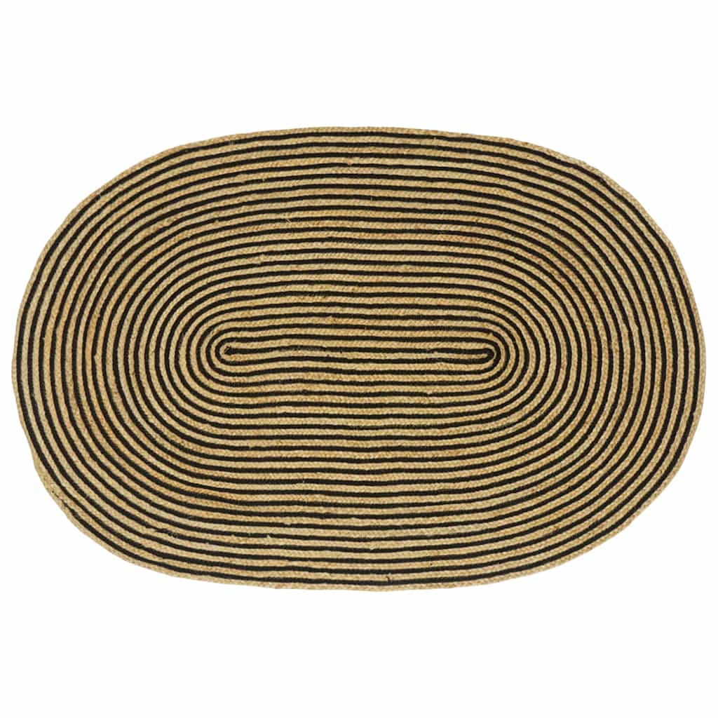 Områdetæpper Naturfarvet og sort 122 x 183 cm Jute