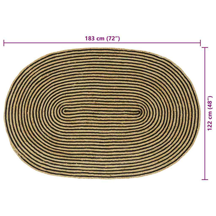 Områdetæpper Naturfarvet og sort 122 x 183 cm Jute