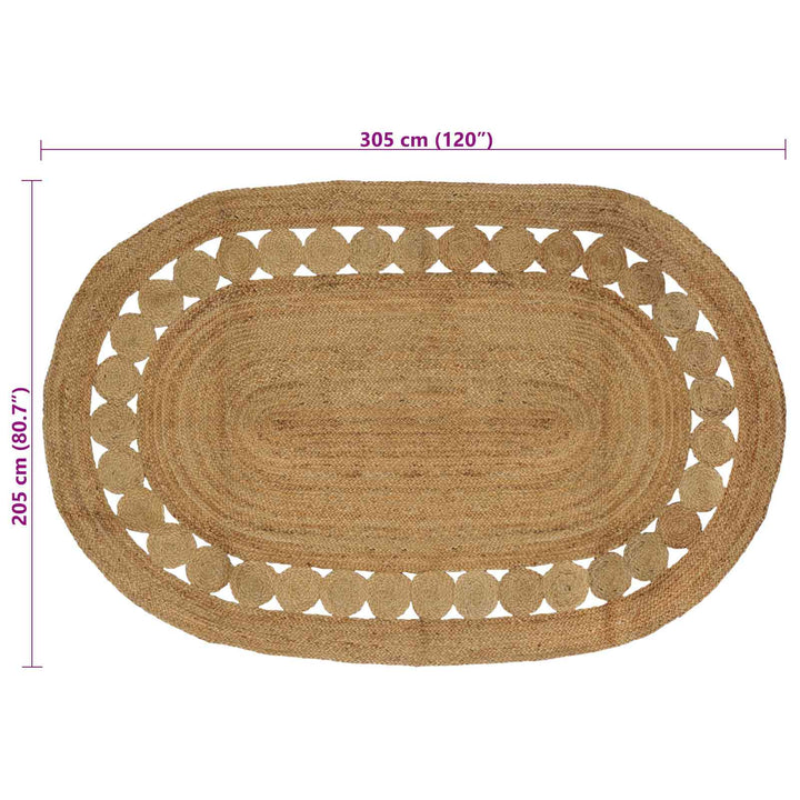 Områdetæpper Naturfarvet 205 x 305 cm Jute