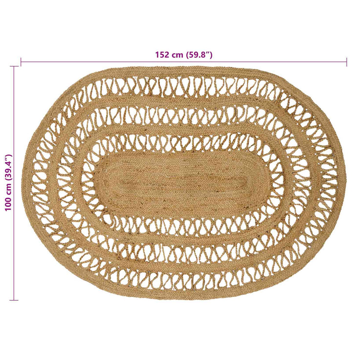 Områdetæpper Naturfarvet 100 x 152 cm Jute