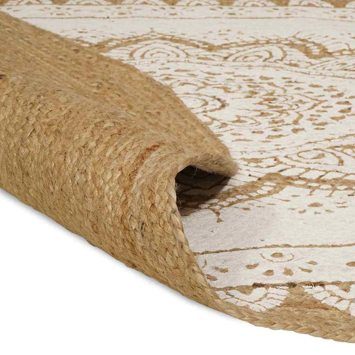 Områdetæpper Naturlig med hvidt print 205 x 305 cm Jute
