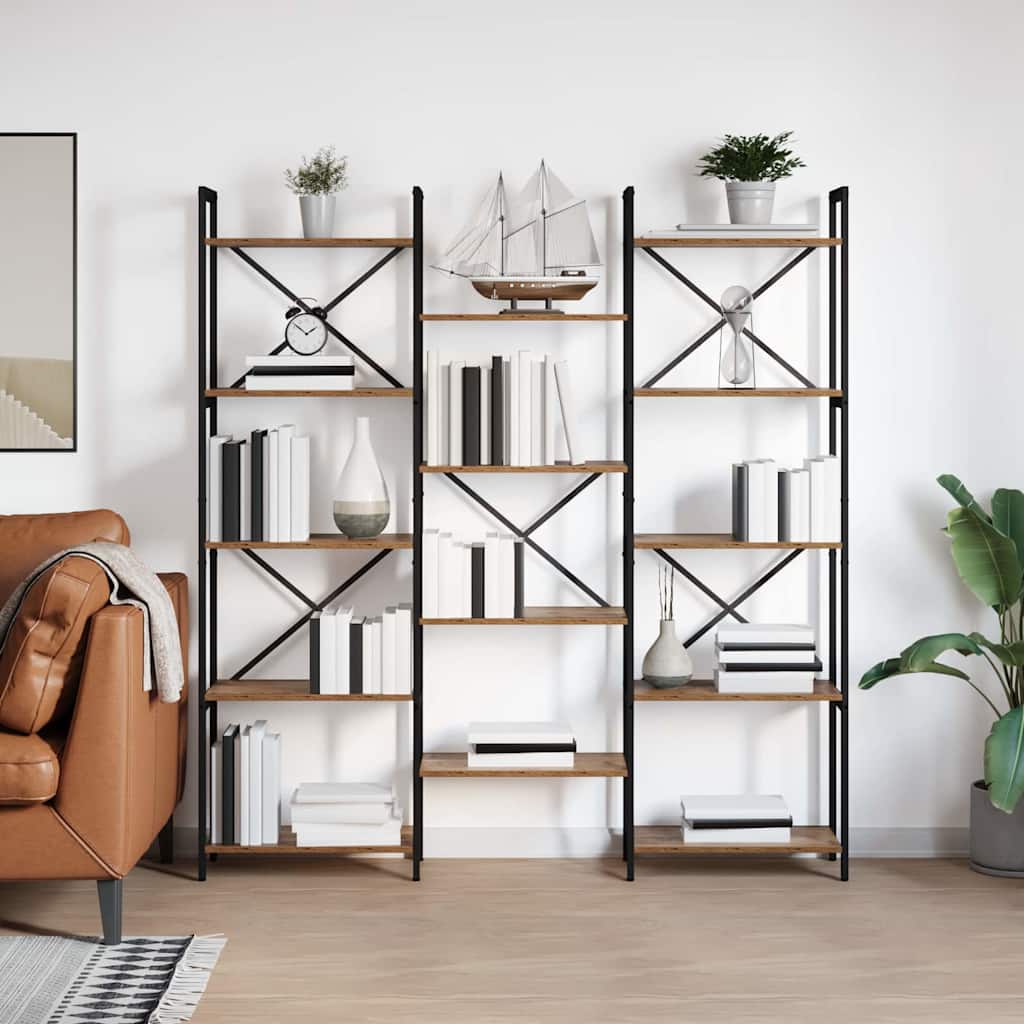 Bogreol 156 x 25 x 167 cm Konstrueret træ Gammelt træ