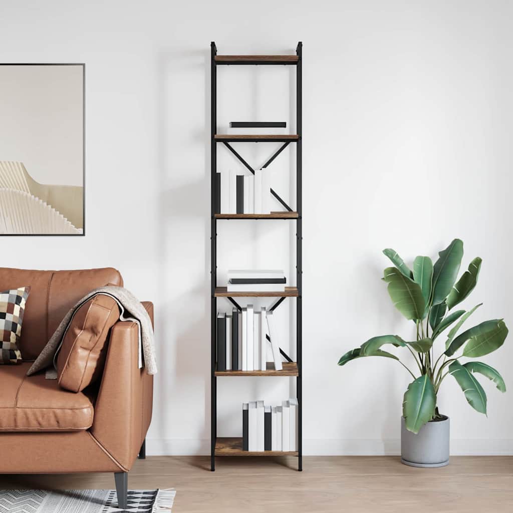 Bogreol Røget eg 40 x 30 x 189,5 cm Konstrueret træ