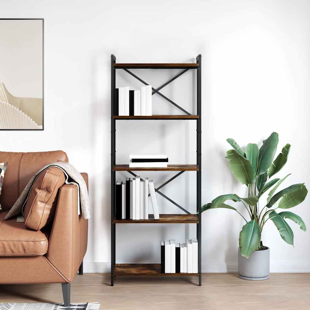 Bogreol Røget eg 60 x 30 x 155 cm Konstrueret træ