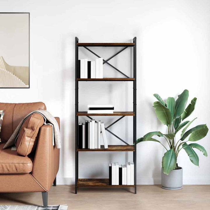 Bogreol Røget eg 60 x 30 x 155 cm Konstrueret træ