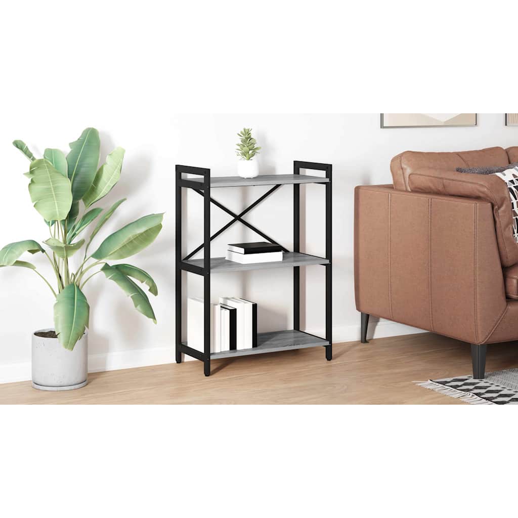 Bogreol Grå sonoma-eg 60 x 30 x 85 cm Konstrueret træ