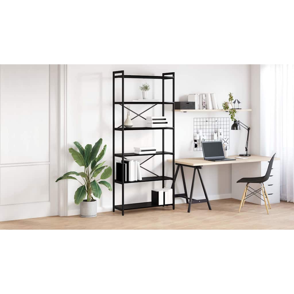 Bogreol Sort eg 80 x 30 x 189,5 cm Konstrueret træ