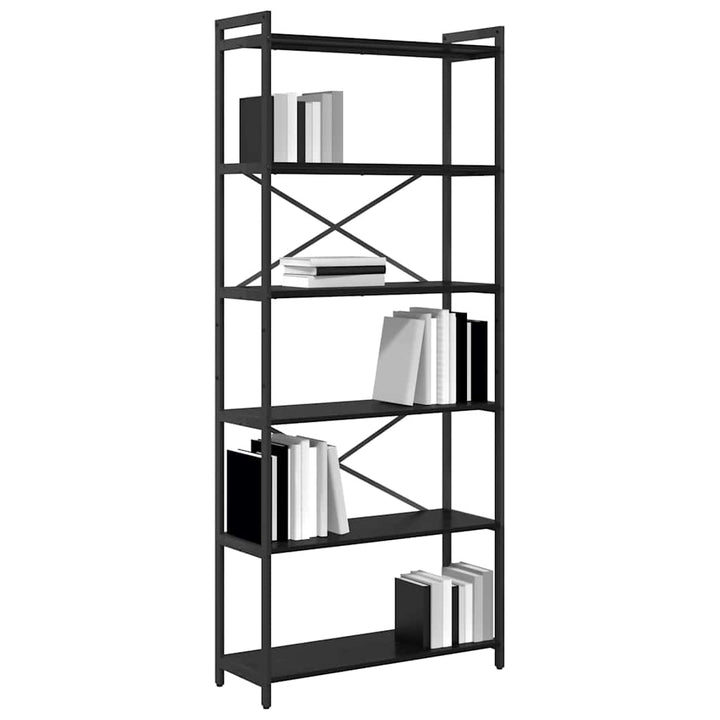 Bogreol Sort eg 80 x 30 x 189,5 cm Konstrueret træ