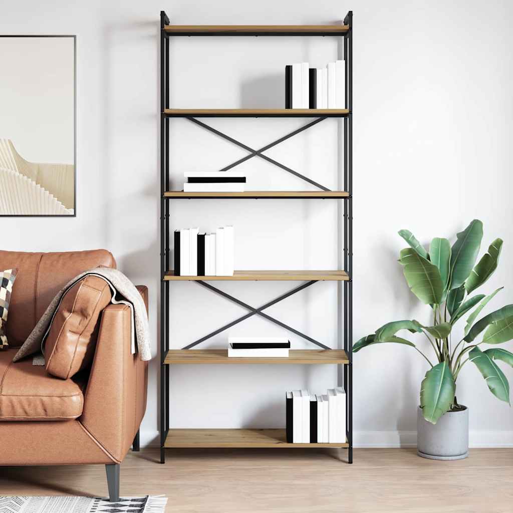 Bogreol 80 x 30 x 189,5 cm Konstrueret træ Artisan Egetræ