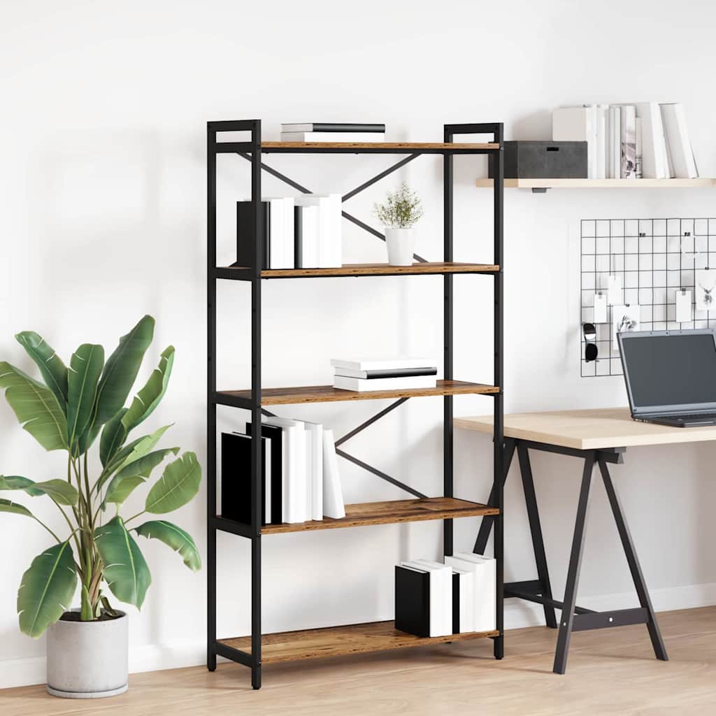 Bogreol Gammelt træ 80 x 30 x 155 cm Konstrueret træ