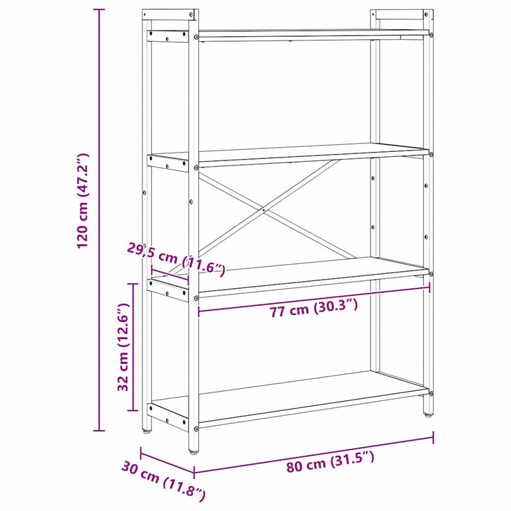 Bogreol Artisan Egetræ 80 x 30 x 120 cm Konstrueret træ