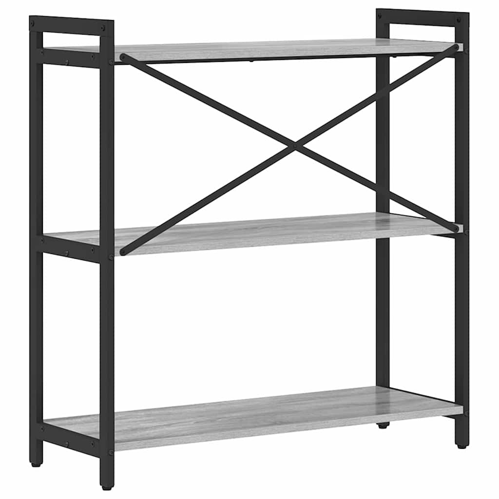 Bogreol Grå sonoma-eg 80 x 30 x 85 cm Konstrueret træ