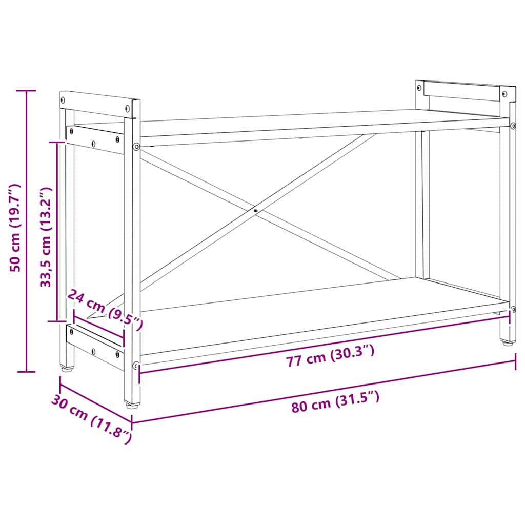 Bogreol Sort eg 80 x 30 x 50 cm Konstrueret træ