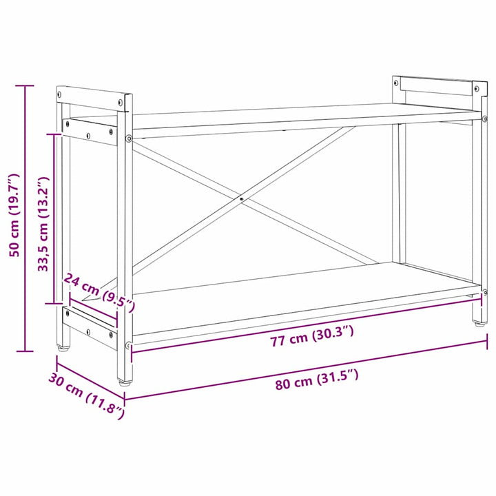 Bogreol Sonoma eg 80 x 30 x 50 cm Konstrueret træ