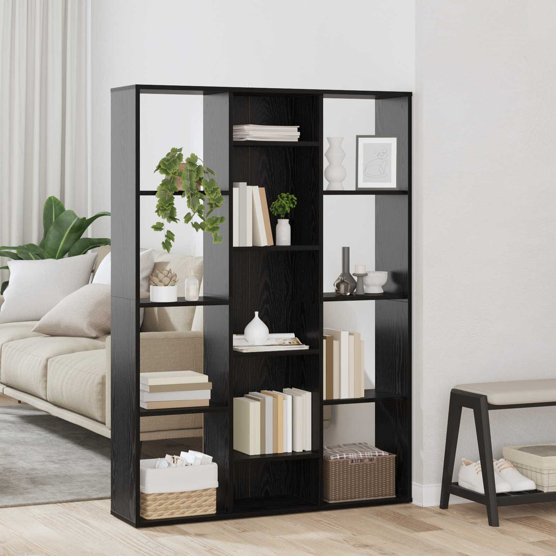 Rumdeler med hylde Sort eg 100 x 24 x 140 cm Konstrueret træ