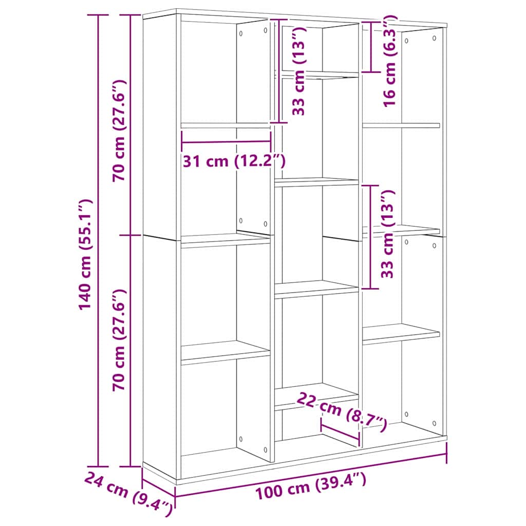 Rumdeler Sort eg 100 x 24 x 140 cm Konstrueret træ