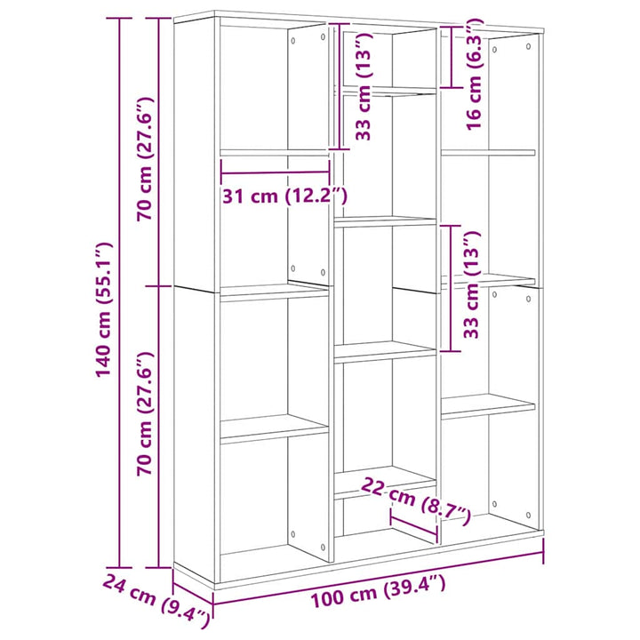Rumdeler Sort eg 100 x 24 x 140 cm Konstrueret træ