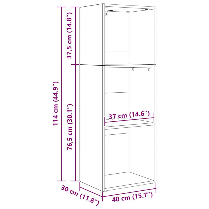 Bogreol Sort eg 40 x 30 x 114 cm Konstrueret træ