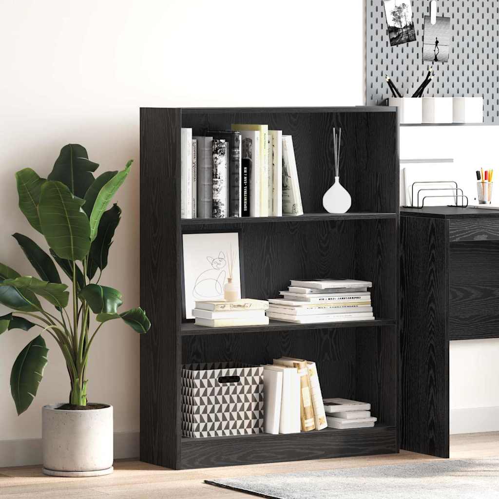 Bogreol Sort eg 80 x 24 x 109 cm Konstrueret træ