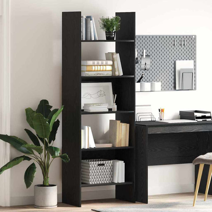Bogskab Sort eg 60 x 35 x 180 cm Konstrueret træ