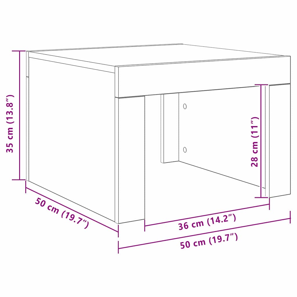 Sofabord Gammelt træ 50 x 50 x 35 cm Konstrueret træ