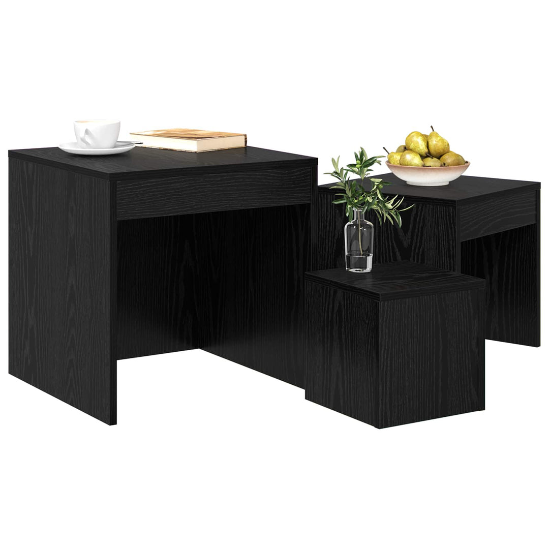 Sofabord 3 pcs Sort eg Konstrueret træ