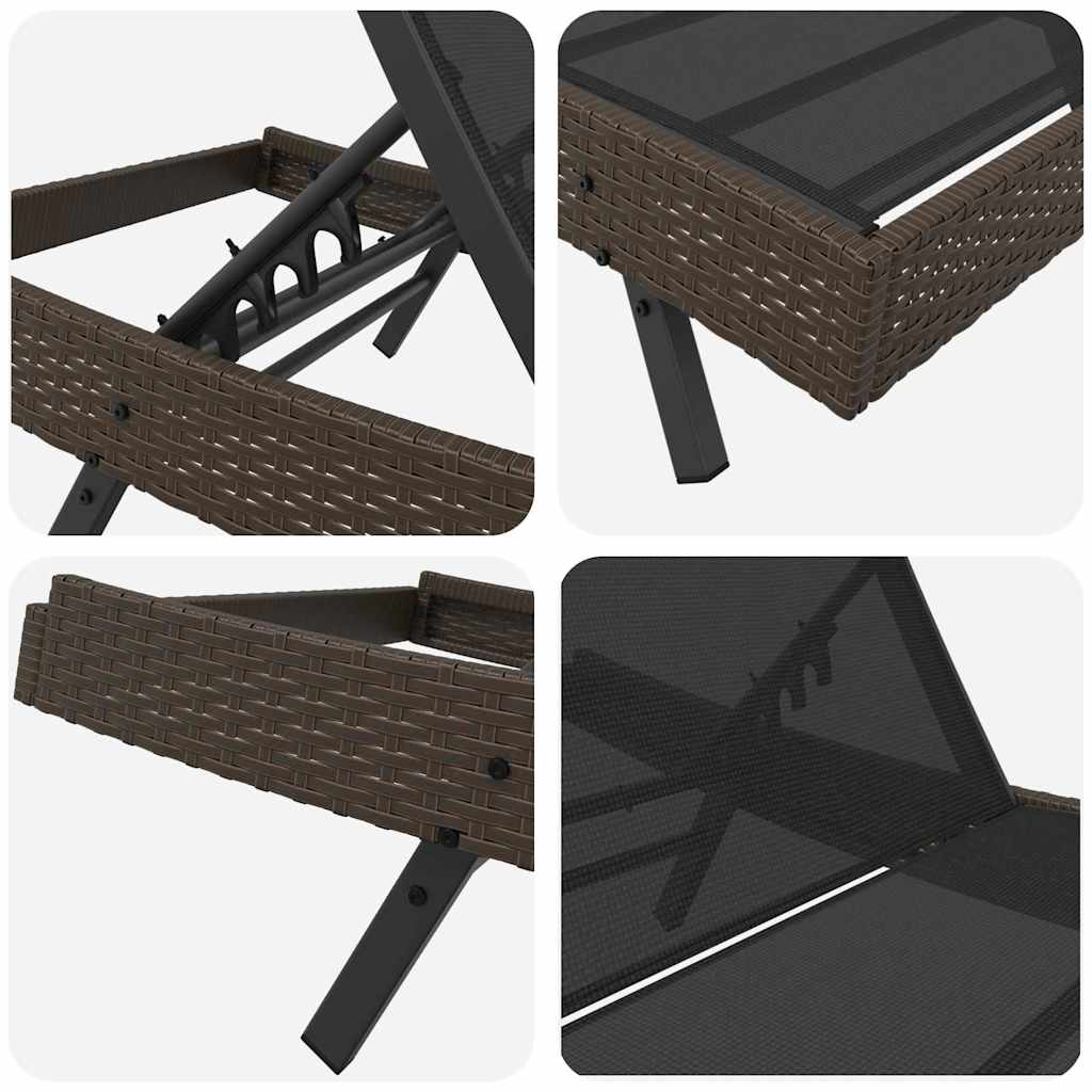 Solstol 3 pcs Brun 197 x 70 x 82 cm polyrattan