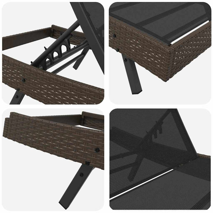 Solstol 3 pcs Brun 197 x 70 x 82 cm polyrattan