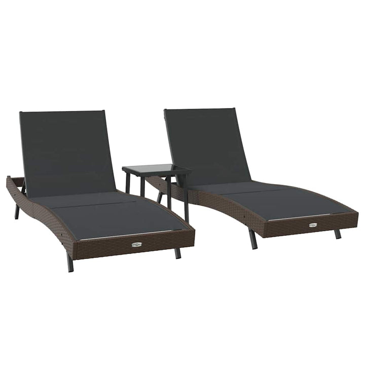 Solstol 3 pcs Brun 197 x 70 x 82 cm polyrattan