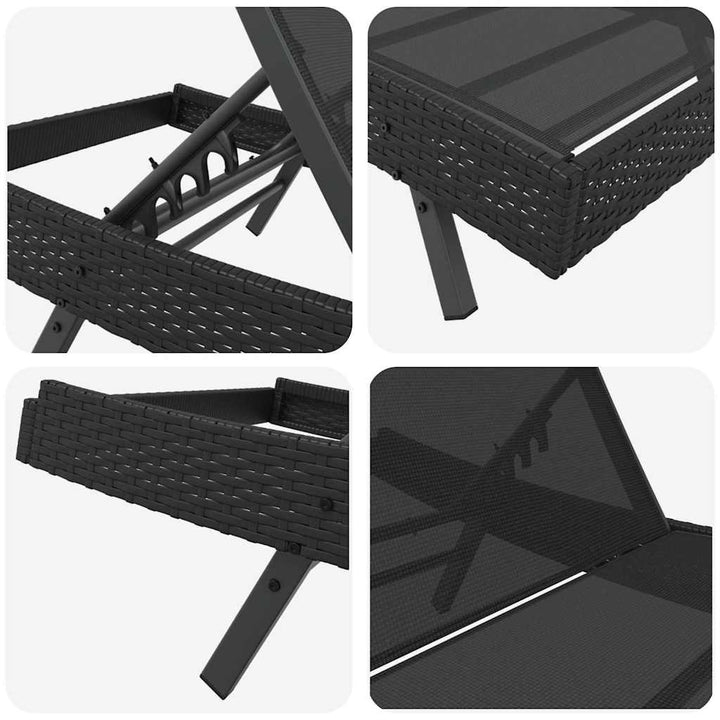 Solstol 3 pcs Sort 197 x 70 x 82 cm polyrattan