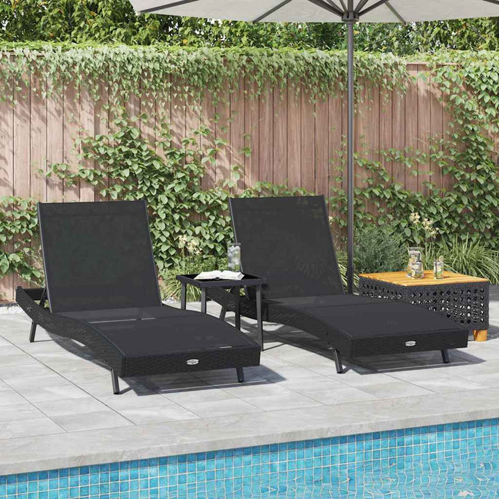 Solstol 3 pcs Sort 197 x 70 x 82 cm polyrattan
