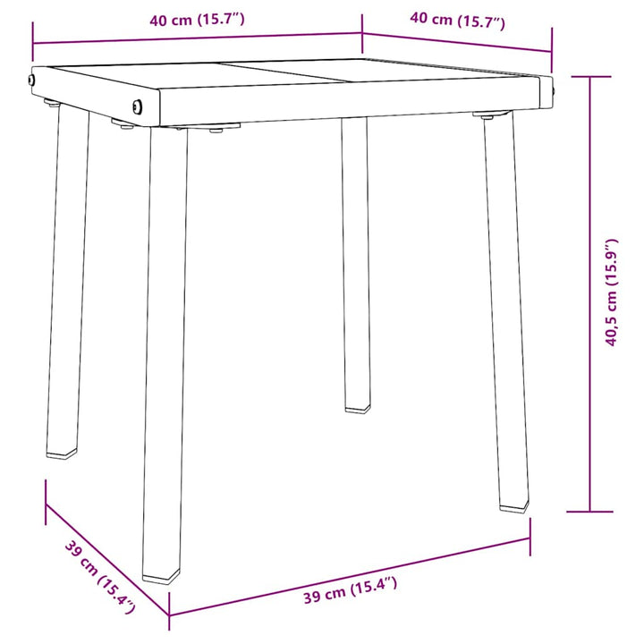 Solstol 3 pcs Sort 197 x 70 x 82 cm polyrattan