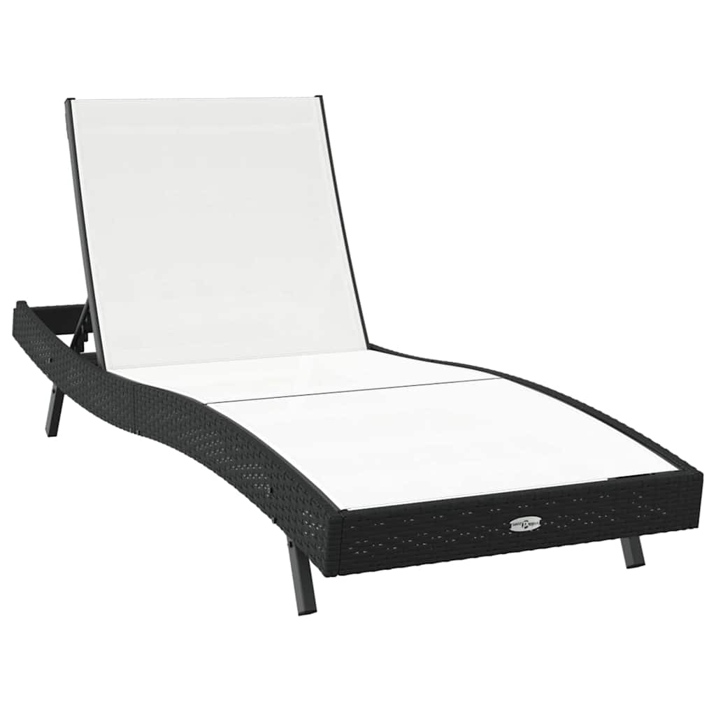 Solstol 3 pcs Sort og Hvid 197 x 70 x 82 cm polyrattan
