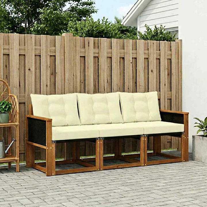 Udendørs sofagruppe med pude 3 pcs Naturlig og Fløde