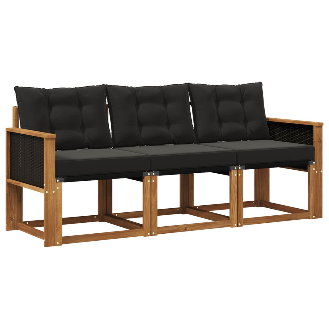 Udendørs sofagruppe med pude 3 pcs Naturfarvet og sort
