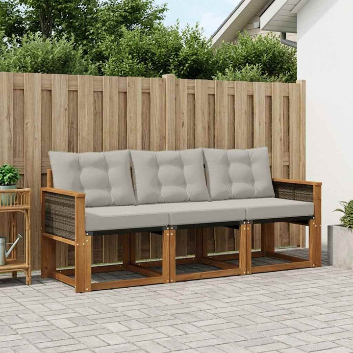 Udendørs sofagruppe med pude 3 pcs Naturfarvet og lysegrå