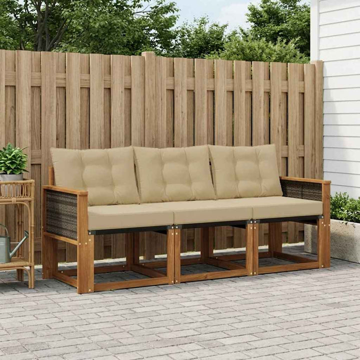 Udendørs sofagruppe med pude 3 pcs Naturlig og Beige