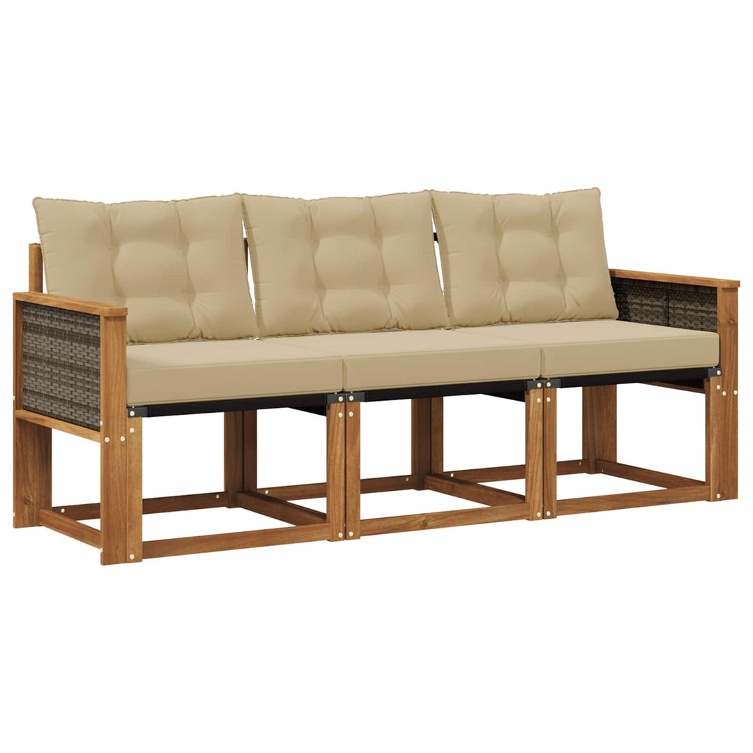 Udendørs sofagruppe med pude 3 pcs Naturlig og Beige