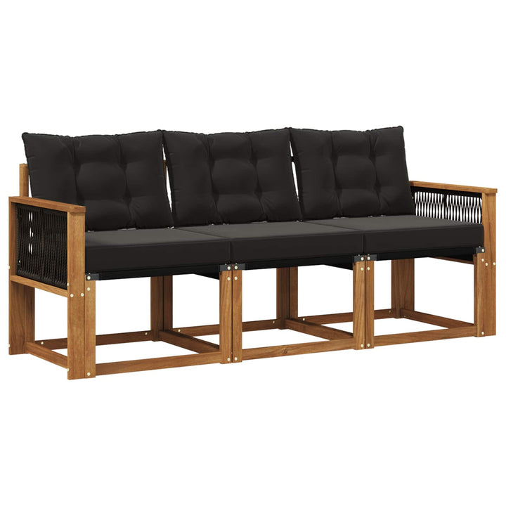 Udendørs sofagruppe med pude 3 pcs Naturfarvet og sort