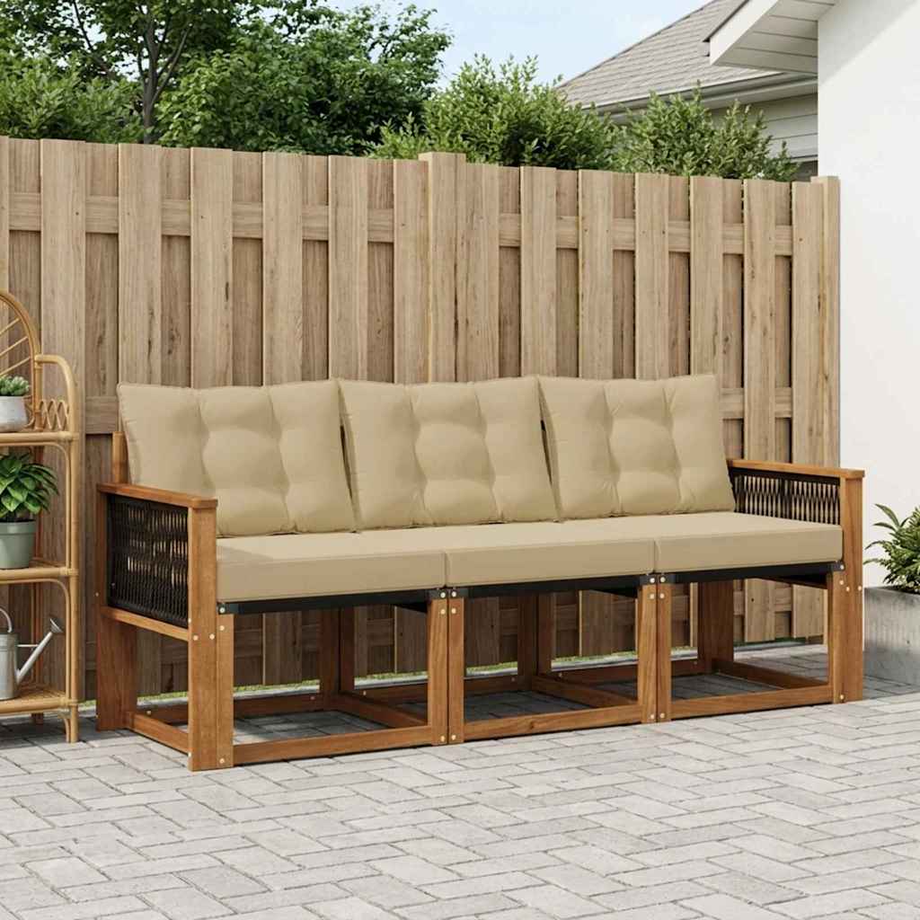 Udendørs sofagruppe med pude 3 pcs Naturlig og Beige