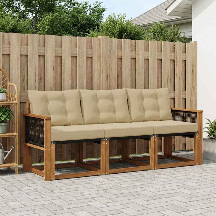 Udendørs sofagruppe med pude 3 pcs Naturlig og Beige