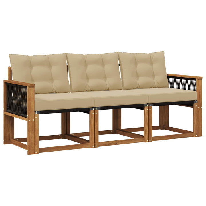 Udendørs sofagruppe med pude 3 pcs Naturlig og Beige